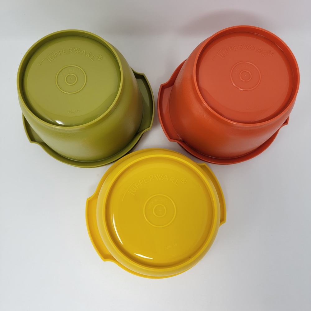 NOS Lot of 3 Vintage Tupperware Servalier Bowls 886-23 Autumn Harvest - Picture 4 of 13
